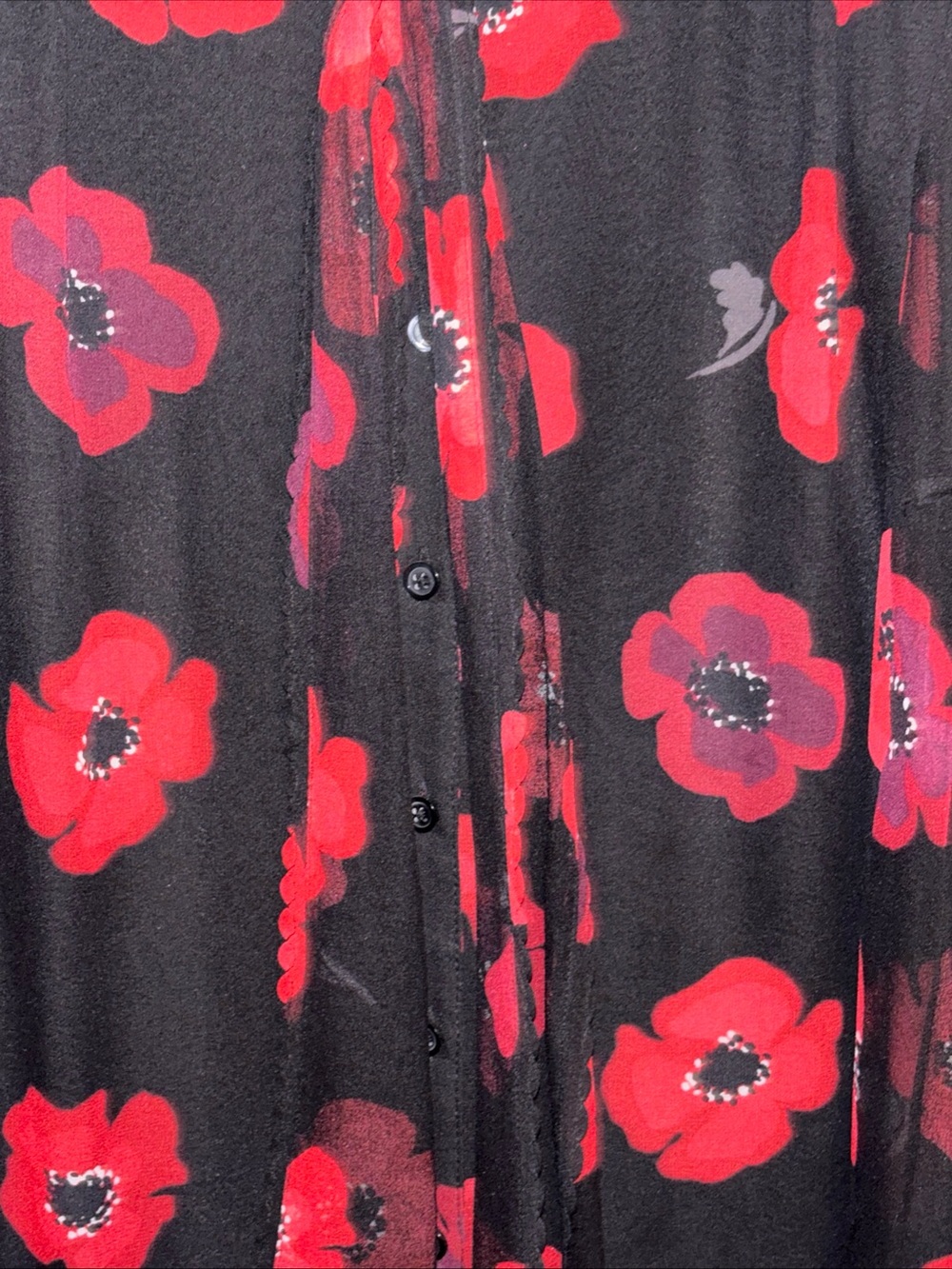 Kate Spade Medium Poppy Chiffon Bow Silk Top Sheer Sleeve Feminine Romantic - Picture 6 of 11
